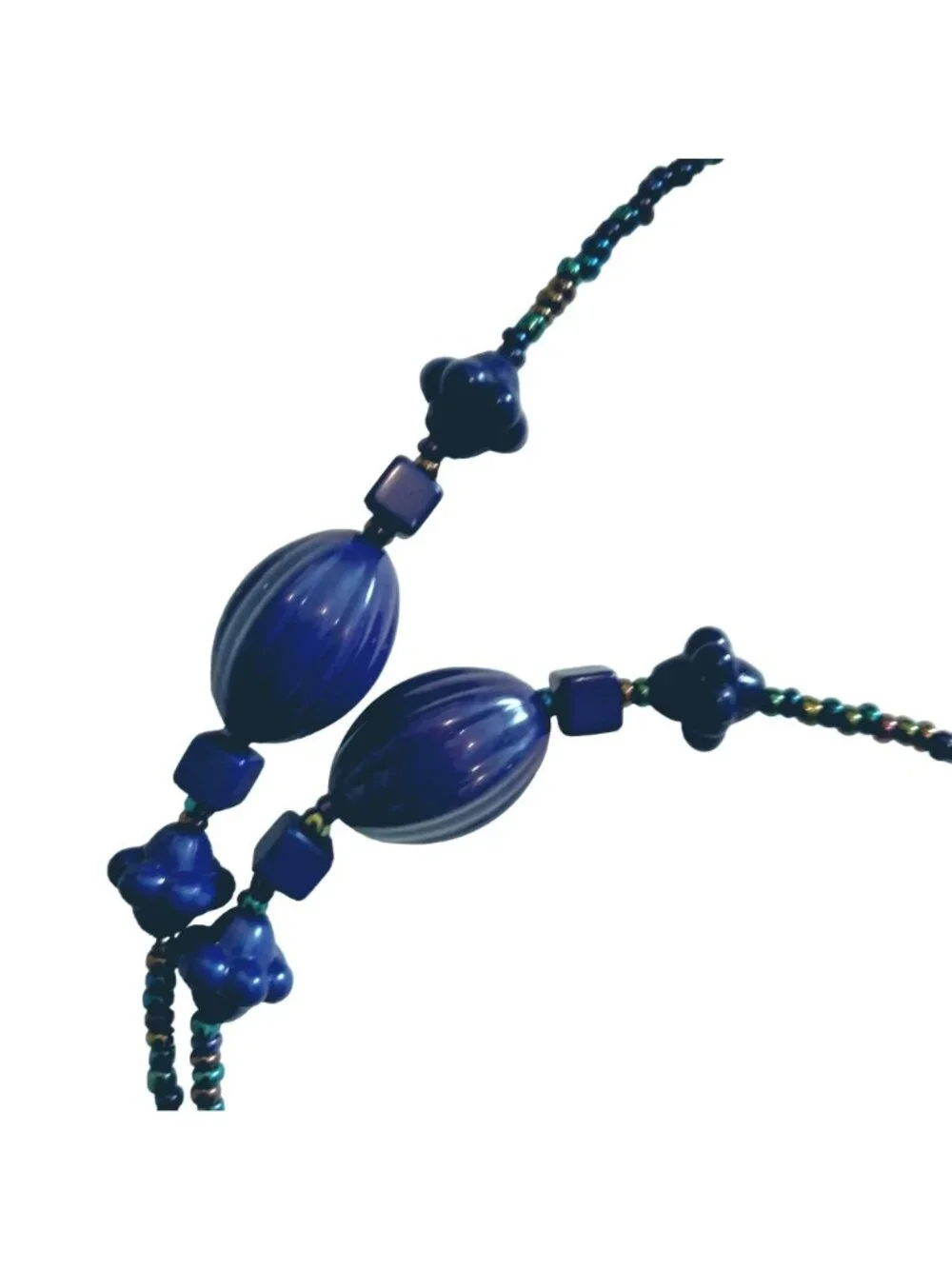 Handmade Blue Sunglasses Holder Eyeglass Lanyard  Women Beaded Iris Beads
